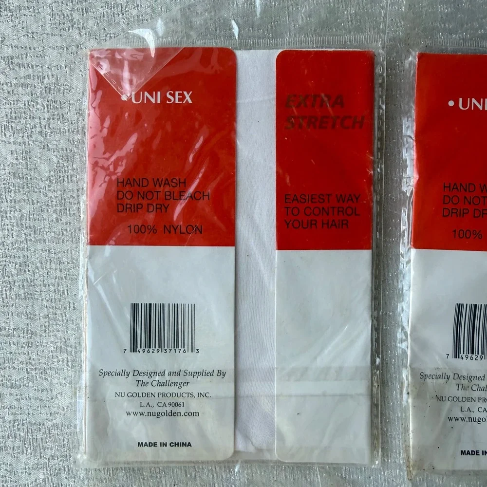 6pk The Challenger Stocking Wave Caps 12pc Red Blue White Nylon Hair Unisex